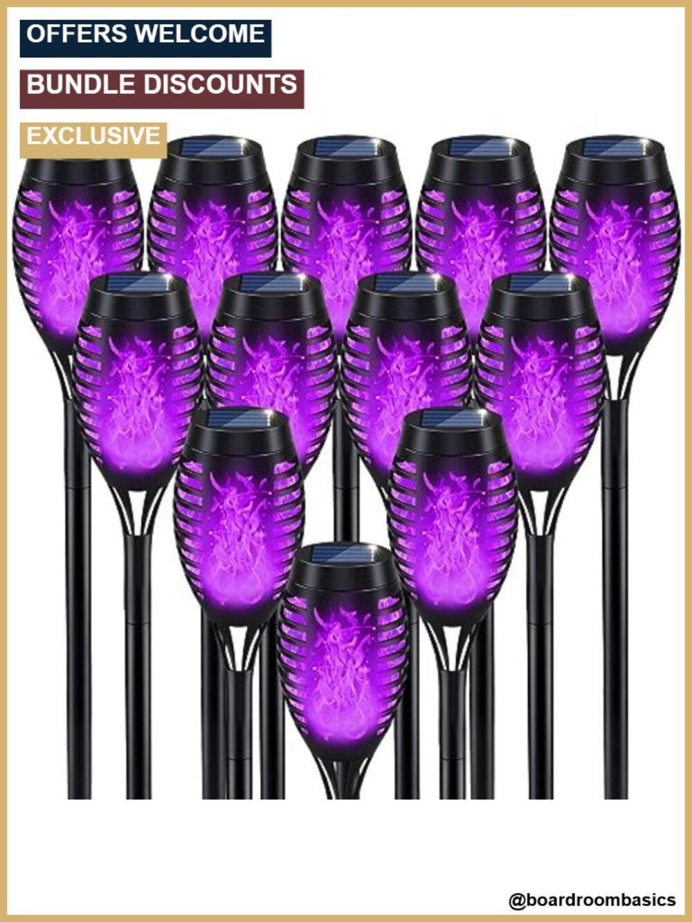 Solar Powered Halloween Outdoor Decorations, Purple Flickering Flame Pathway